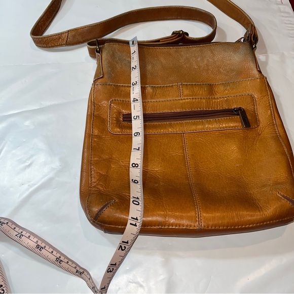 Le Donne Crossbody TAN camel crossbody Bag Purse Brown Leather Boho zip up boho - Picture 6 of 16